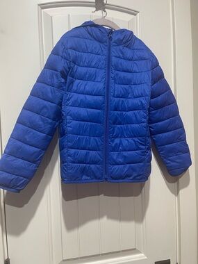 GAP Royal Blue Hooded Puffer Jacket kids size small